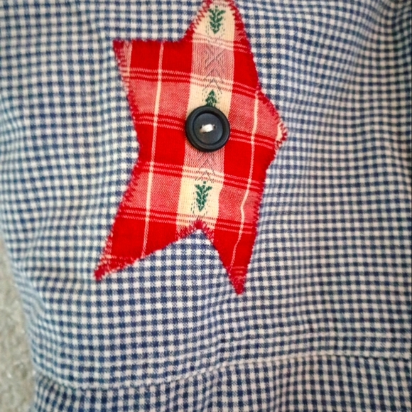 Vtg Haiks Blue Check Button Down Top  Embroidered Snowman, Tree Women's SZ 3X - Picture 7 of 8